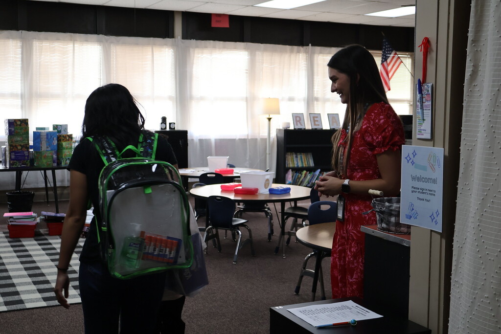 student teacher smiling