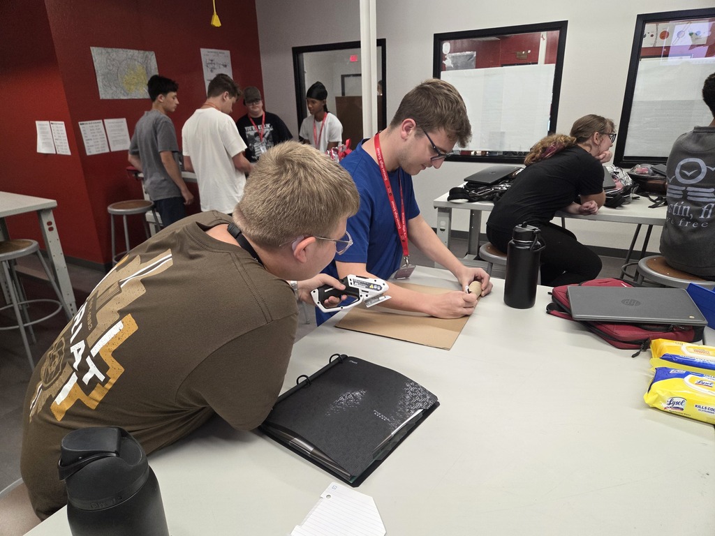 students working on project- aviation class