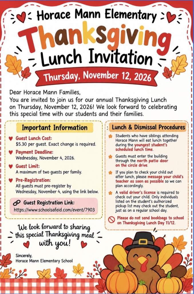 📣 More information will be shared next week! The preregistration link will be included in next week’s update. 💵 Please plan ahead and bring exact change for adult meals. Thank you!