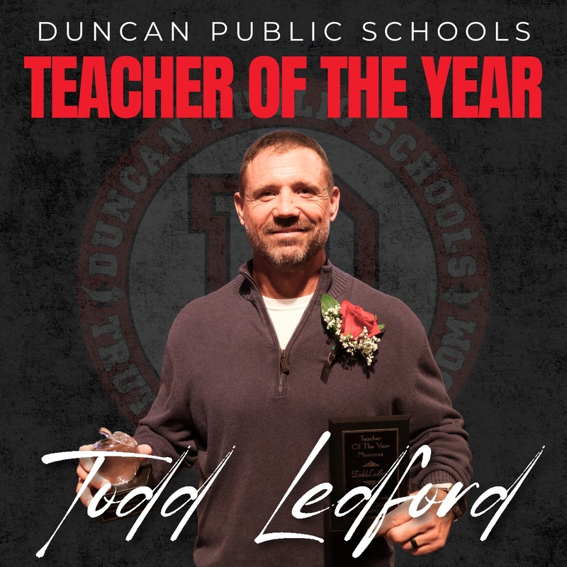 todd ledford teacher of the year duncan public schools