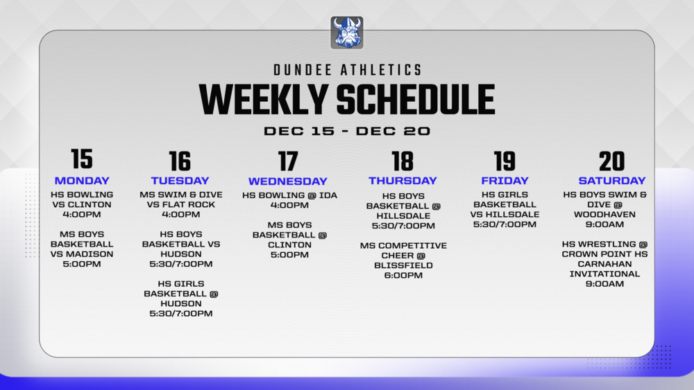 This Week in Dundee Athletics - 12/15