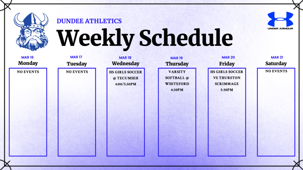 This Week in Dundee Athletics - Week of 3/16