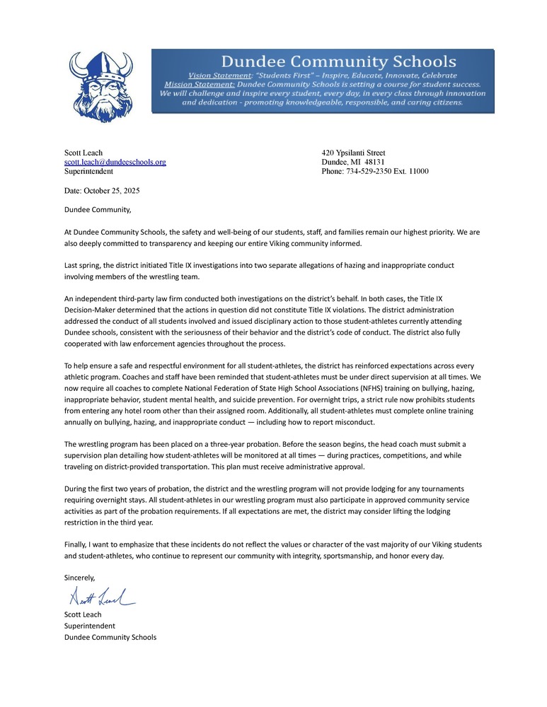 10.25.2025 Community Letter