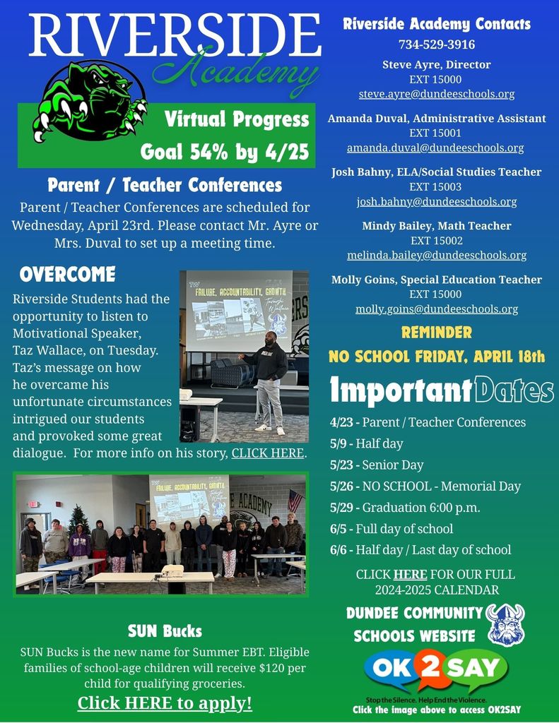 Riverside Academy Weekly Update April 17th