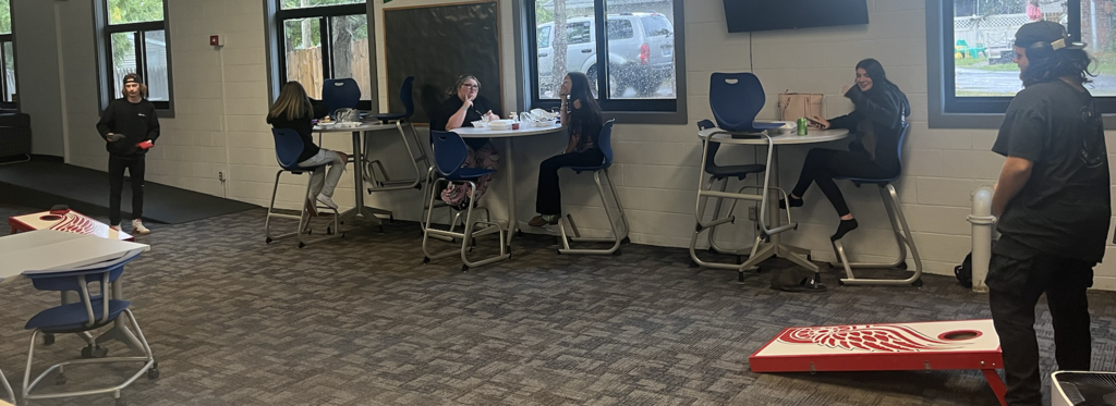 Student's with some friendly competition during lunch today!