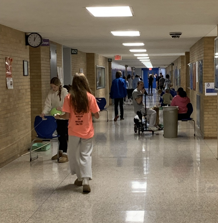 large group of students working