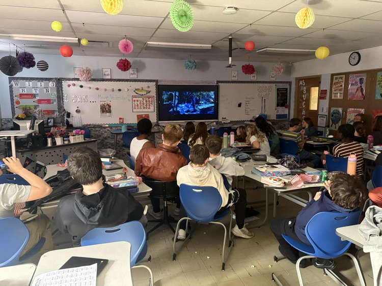 students watching movie