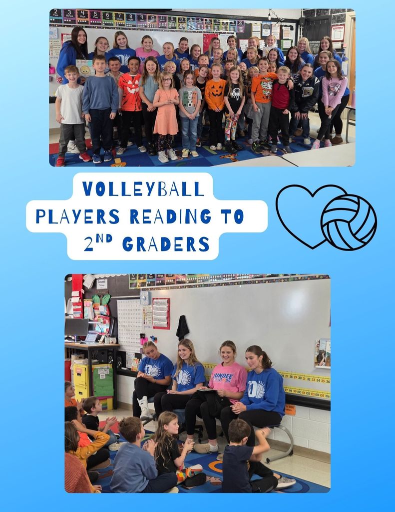 Image of Volleyball players reading to 2nd graders