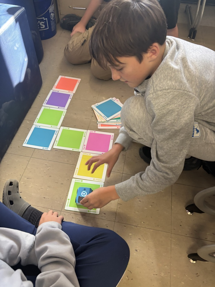 Creating a maze with the colored pads.