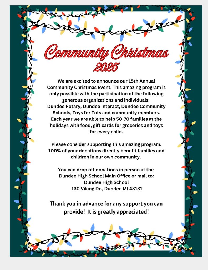 Continued Information regarding Community Christmas