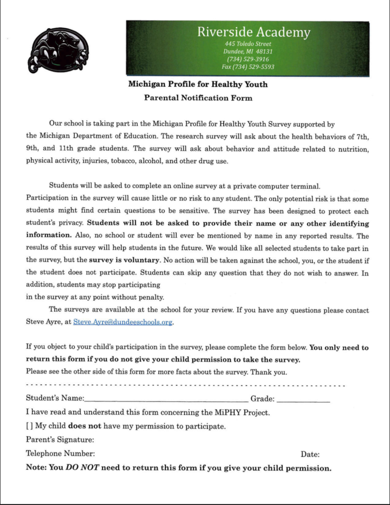 MiPhy Survey Letter