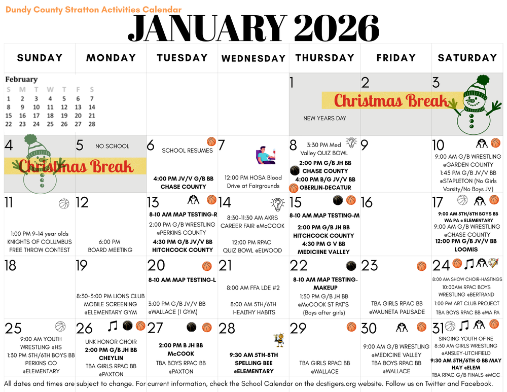 January calendar