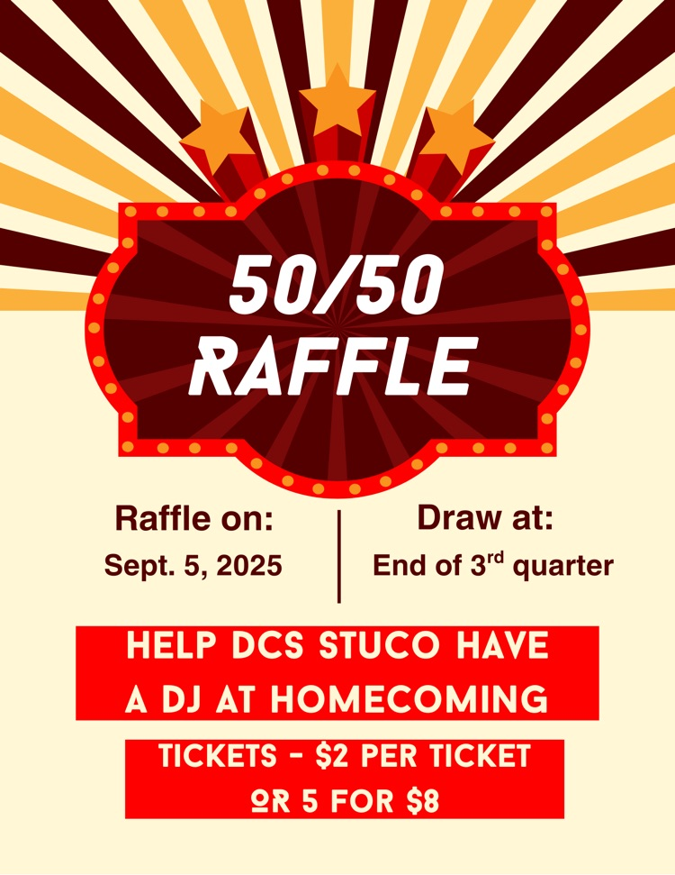 image details 50/50 raffle tonight with prices of tickets