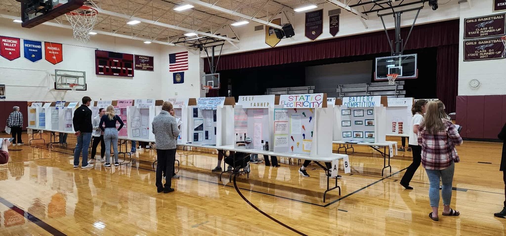 science fair boards on display