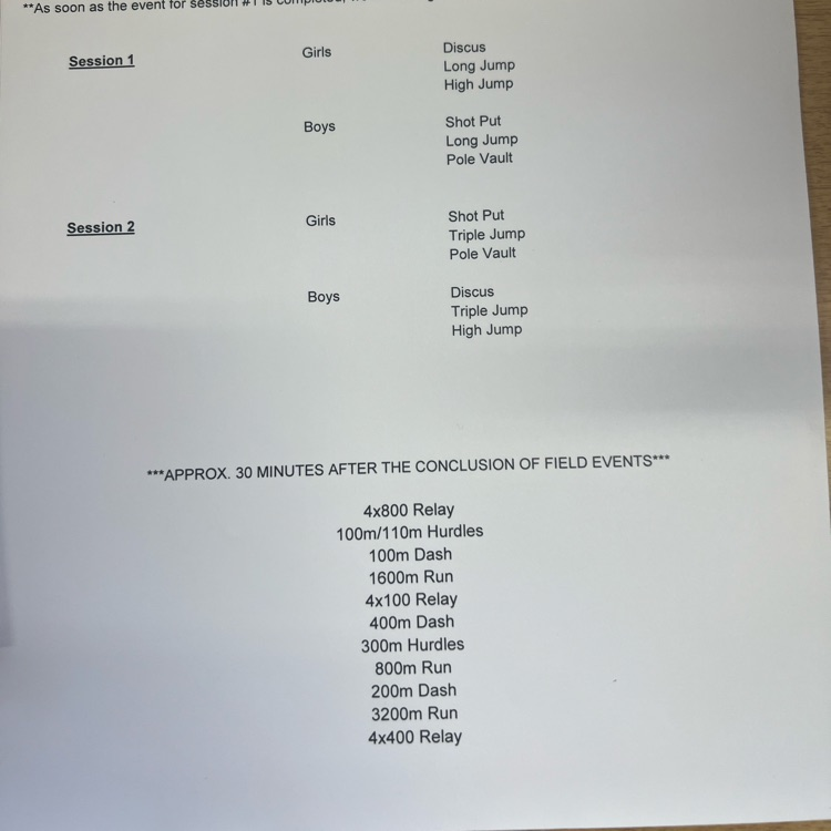 home schedule of events 