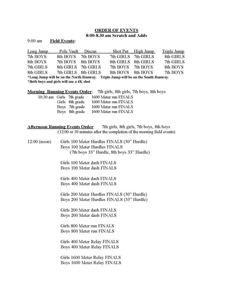 JH Schedule of Events