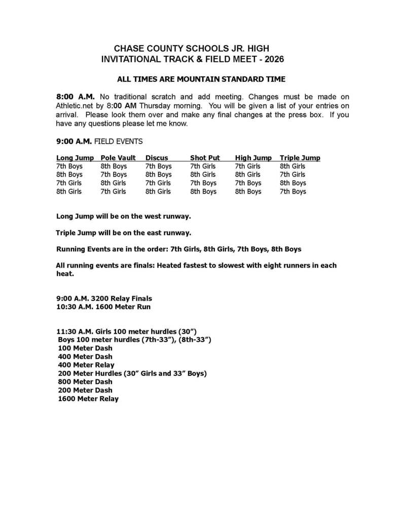 Schedule of Events