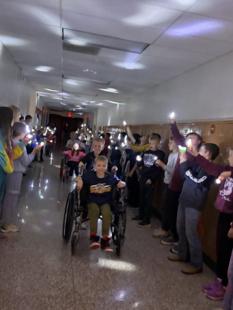 Hallway with flashlights 