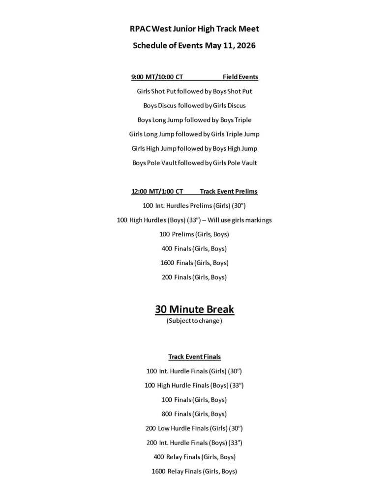 Track schedule of events