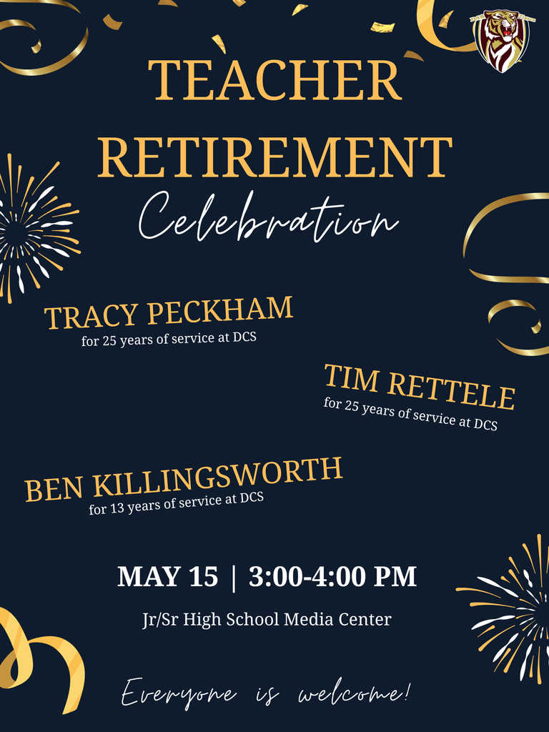 Retirement flyer for Mrs. Peckham, Mr. Rettele, Mr. Killingsworth