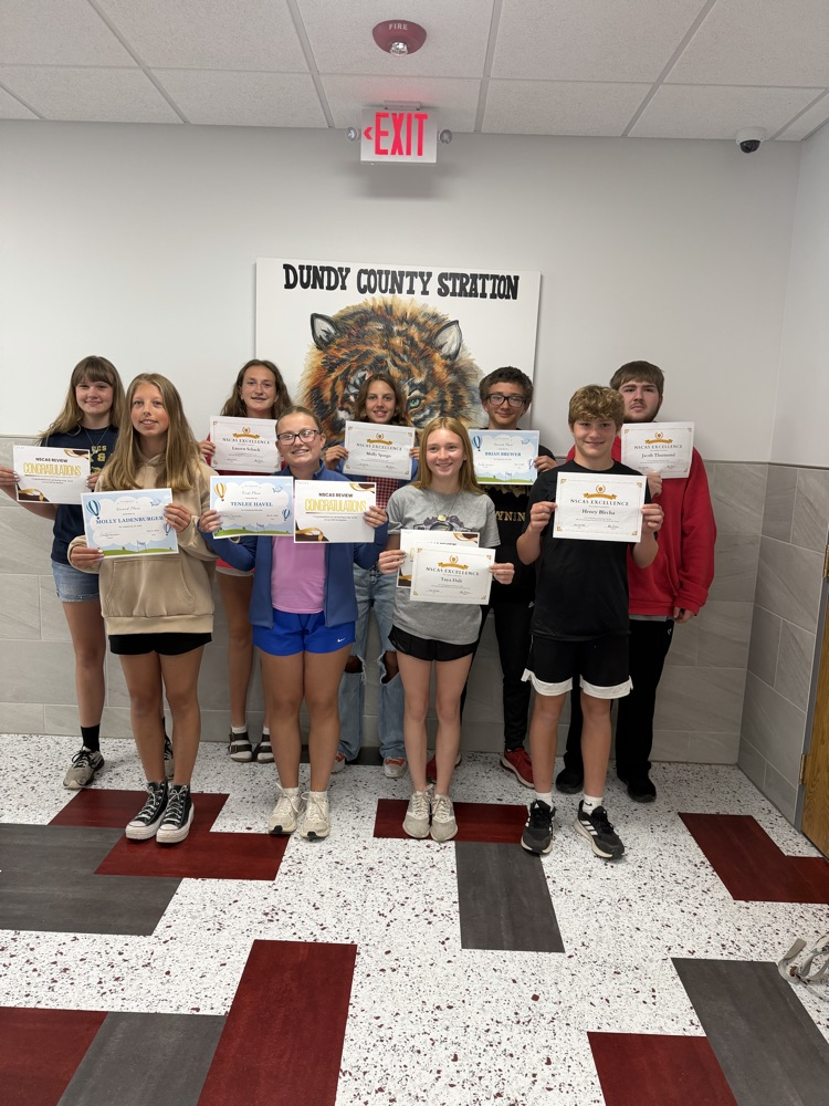 8th grade winners: CaLee, Molly S., Lauren, Tenlee, Molly S., Taya, Brian, Henry, and Jacob
