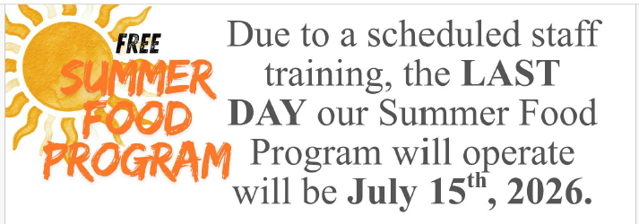 Last day for Summer Food Program