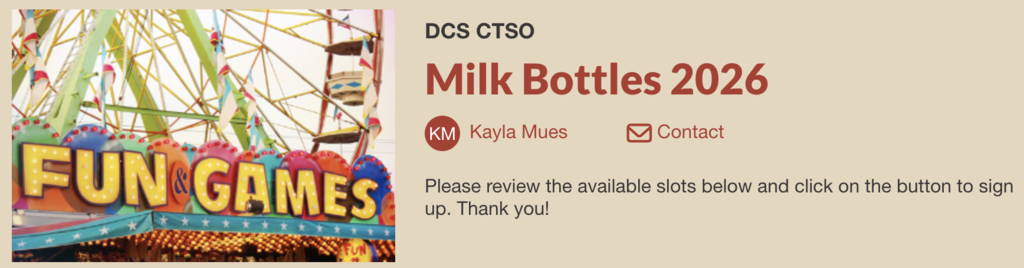 SignUp Genius header for Milk Bottles Sign Up