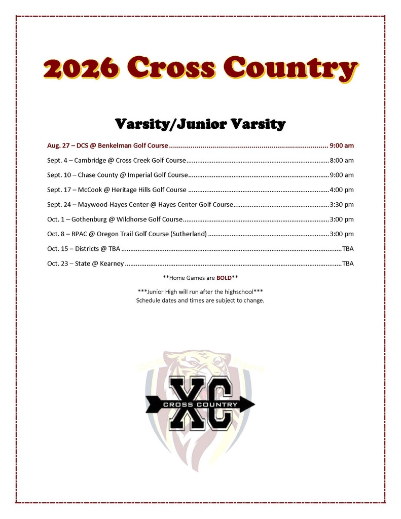 26 XC Schedule
