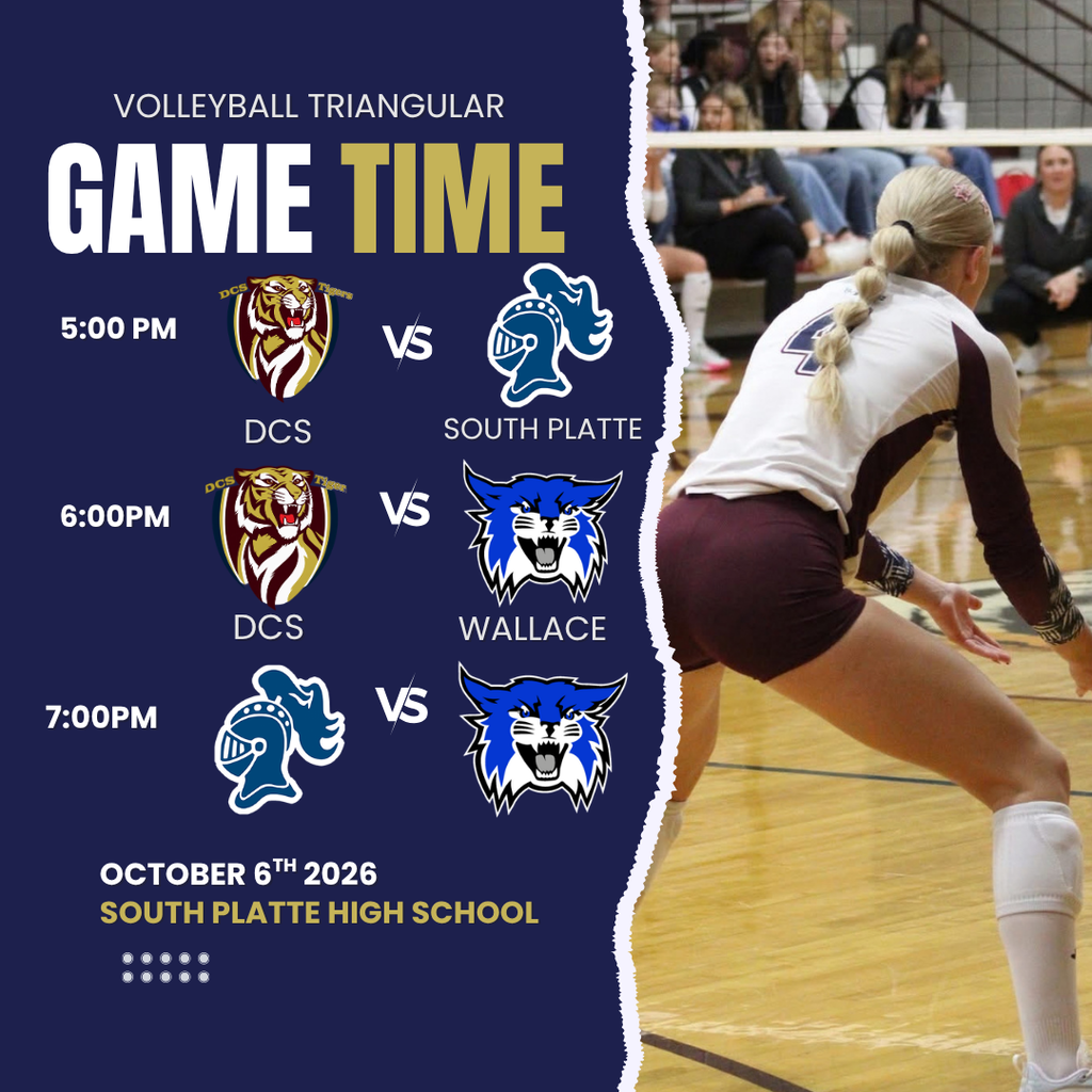 Volleyball game at South Platte, DCS plays games 1 and 2 starting at 5:00.