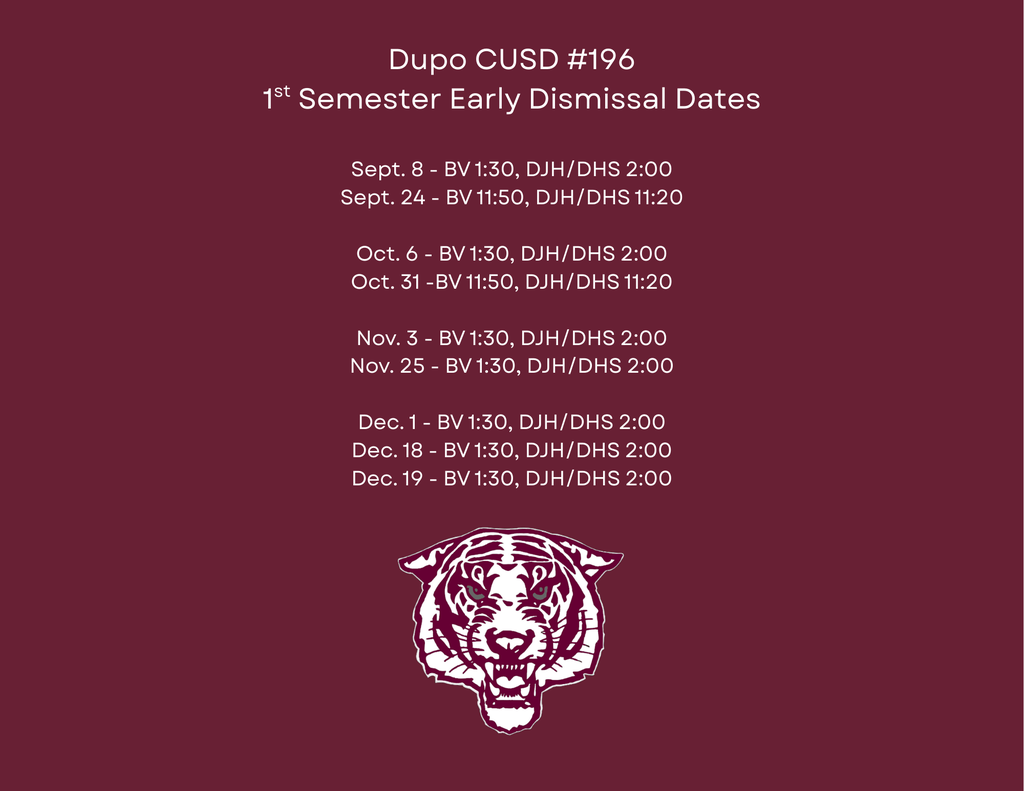 Early Dismissal Schedule 