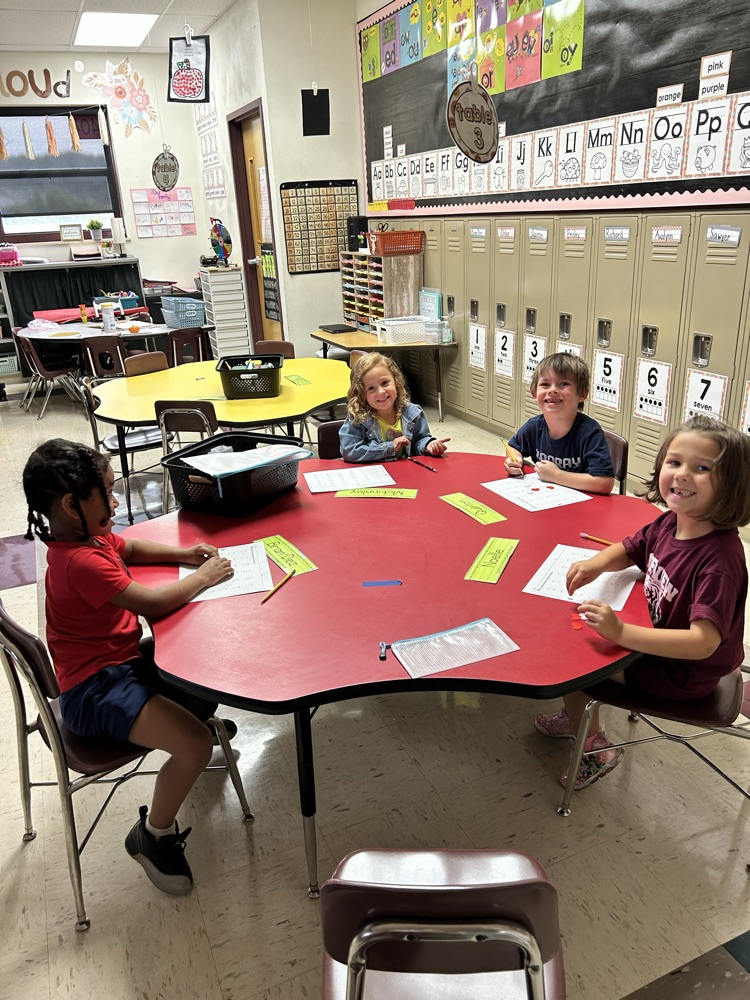 students at table
