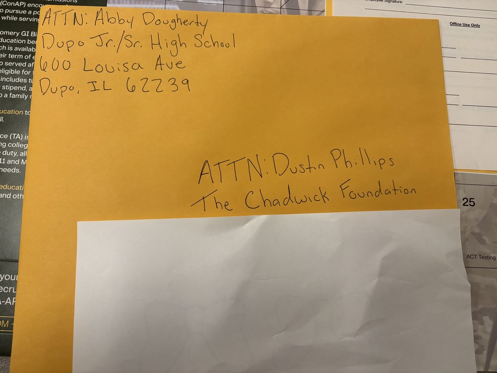 Envelope showing the school their Pen Pals go to.