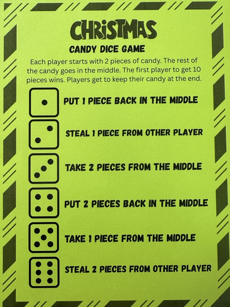 Christmas Candy Dice game