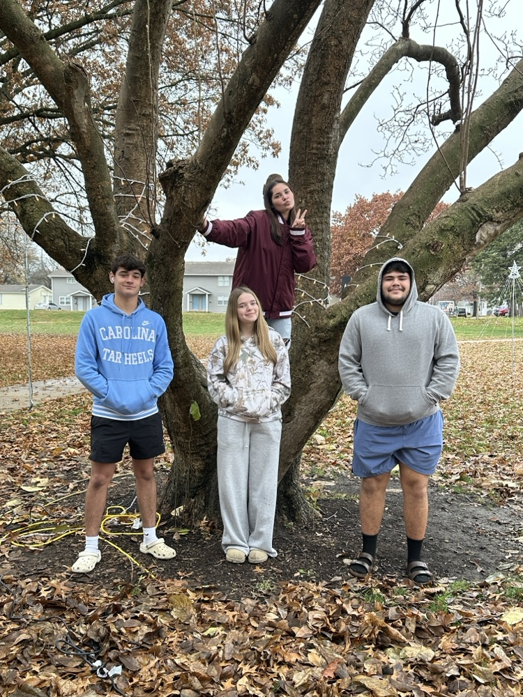 Electrical class bringing Christmas joy and light to our school and community.