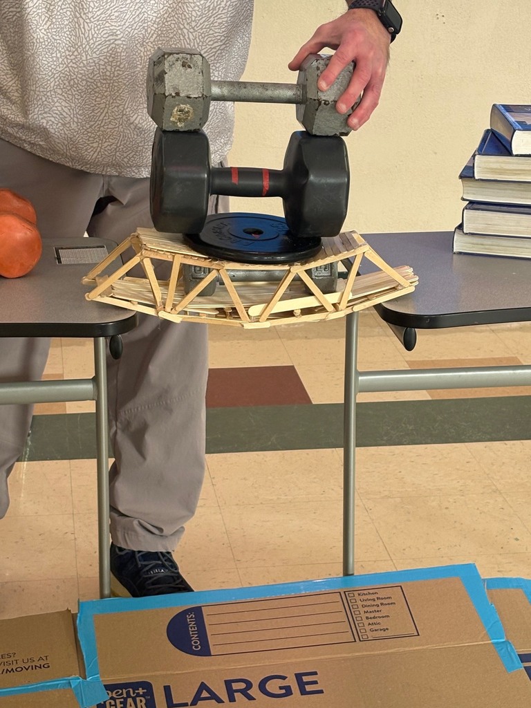 Bridge with weights on it to test its strength