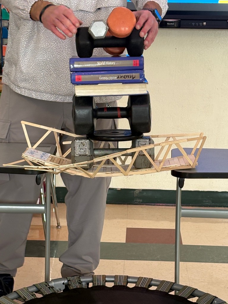 Bridge with weights on it to test its strength