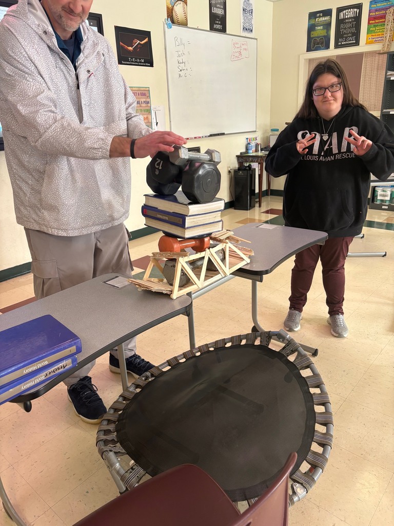 Bridge with weights on it to test its strength