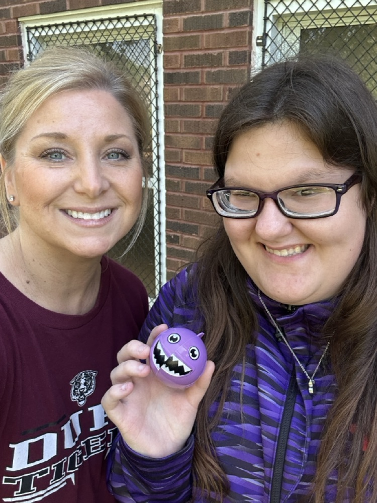Purple eggs brought a big smile to Selena’s face during the Egg Hunt at Dupo High School!