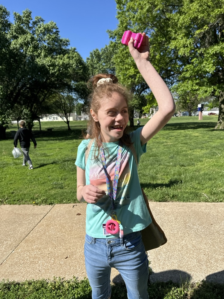 Kady found a pink egg during the Egg Hunt at Dupo High School  