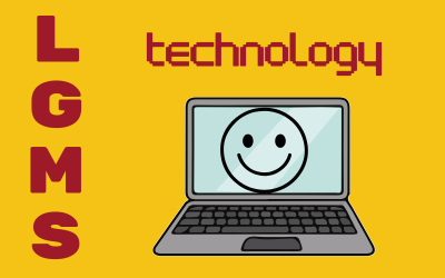 LGMS Technology with image of a laptop with a smiley face