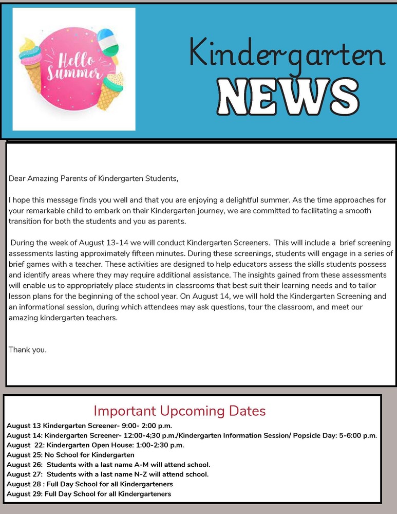 Kindergarten news