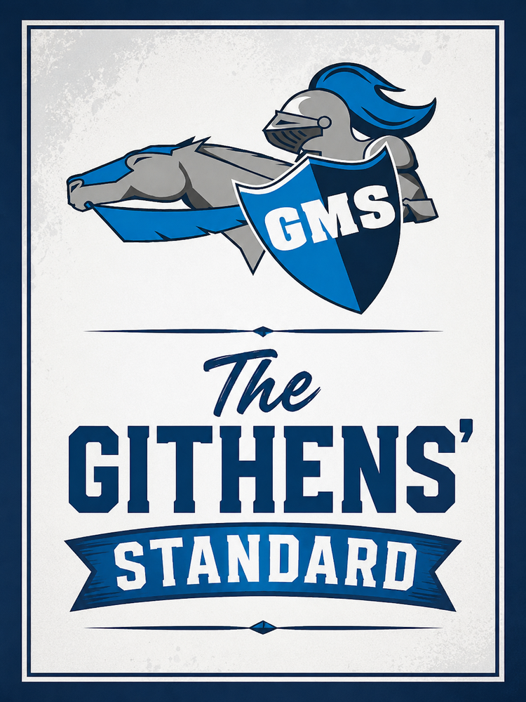 Githens Standard Poster; blue, gray, and white with Githens Logo