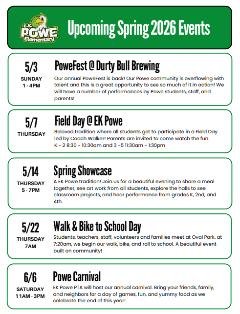 Upcoming Spring 2026 Events Schedule