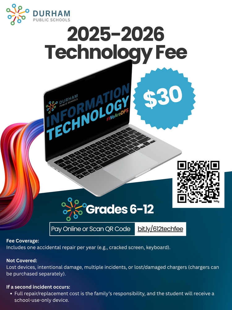 Picture of Chromebook describing the new Technlogy Fee
