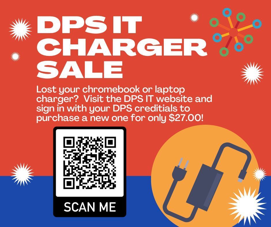 DPS IT Charger Sale Flyer With QR Code to the DPS IT website