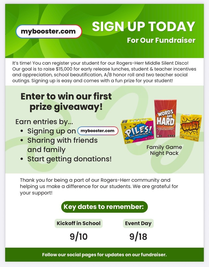 Boosterthon Information Poster Encouraging Families to SignUp on mybooster.com