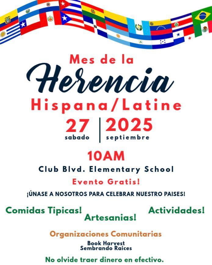 flyer for Hispanic/Latine Heritage family event
