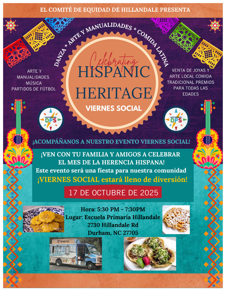 Hispanic Heritage Month Social - Viernes Social - October 17, 2025 5:30 pm - 7:30 pm at Hillandale Elementary School