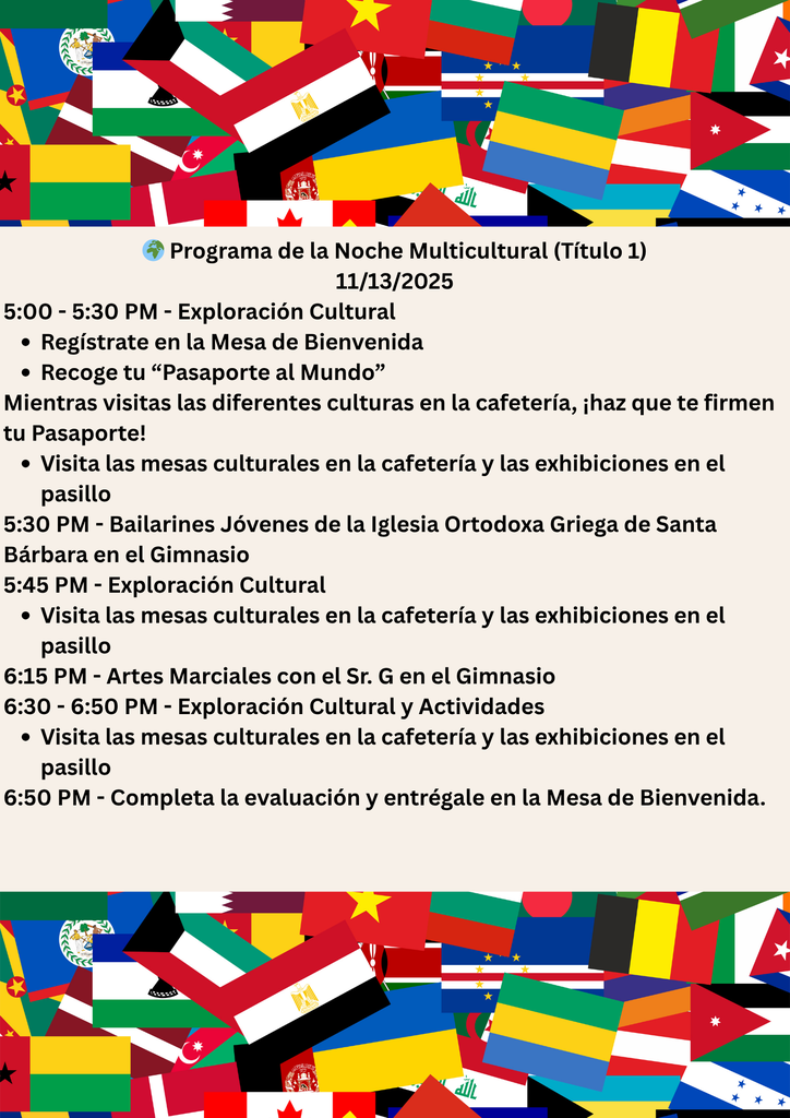 Multicultural Night Agenda