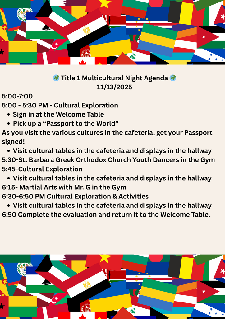 Multicultural Night Agenda
